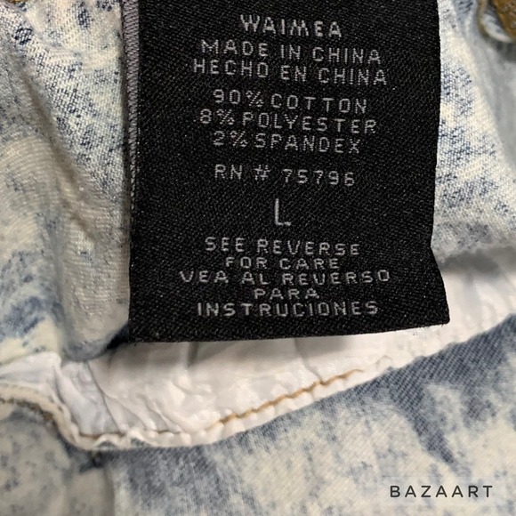 Waimea White Distressed Wash, Paint Splatter Stretch Denim Jeans Jacket Sz: L - Picture 6 of 7